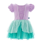 Disney Princess Toddler Girls Little Mermaid Cosplay Dress with Puff Sleeves, Sizes 12M-5T